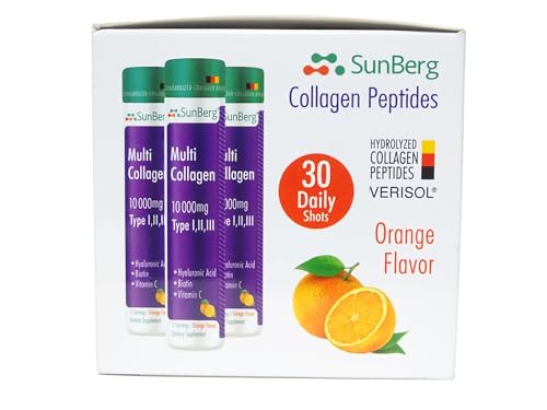 Sunberg Collagen Liquid Shots - 10000mg Collagen Supplement Type I,II,III Hyaluronic Acid Bodygenix