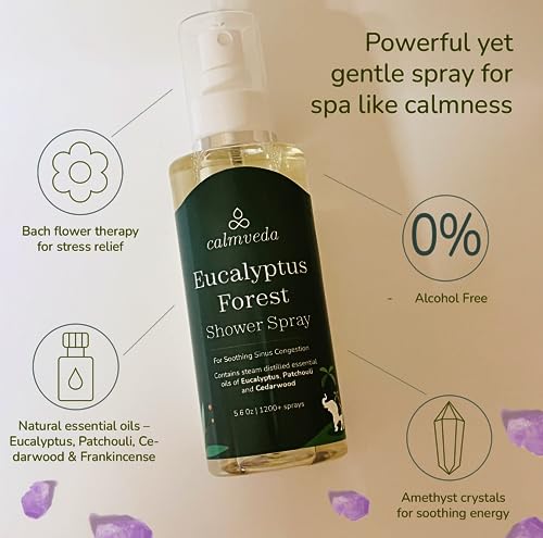 Eucalyptus Shower Spray Spa Feel - Escape to Serene Eucalyptus Forest (1200+ Sprays) Calmveda
