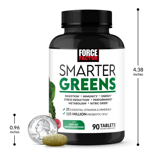 FORCE FACTOR Smarter Greens Tablets, Greens Supplement with 25+ Superfoods and Antioxidants Force Factor