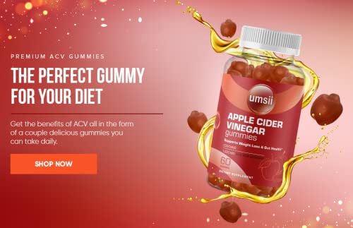 umsii Apple Cider Vinegar Gummies | 1,000 mg Organic Extract | Can Promote Gut Health umsii