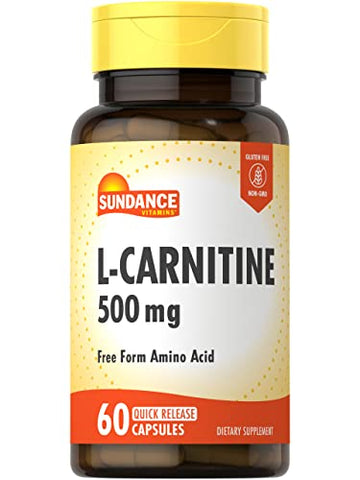 L-Carnitine 500mg | 60 Capsules | Free Form Amino Acid | Non-GMO and Gluten Free 