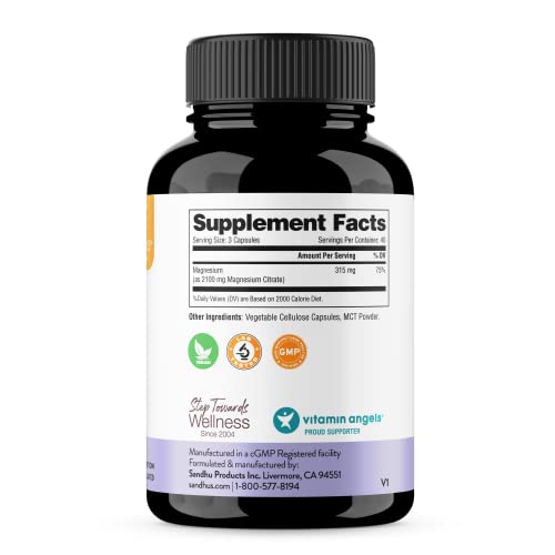 Sandhu's Magnesium Citrate Highly Absorbable Gluten, Soy Diary Free No Fillers Sandhu's