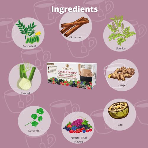 Hyleys Colon Cleanse Tea Assorted Flavors - 42 Tea Bags (1 Pack) HYLEYS