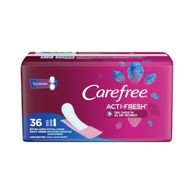 Carefree Liners Extra Long- Pantiliners for Women 36 Count (Pack of 3), Set with Feminine Flushable Msupps.com
