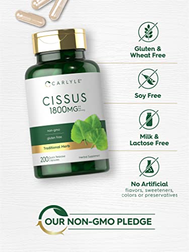 Carlyle Cissus Quadrangularis 1800mg | 200 Capsules | Traditional Herb Extract Carlyle