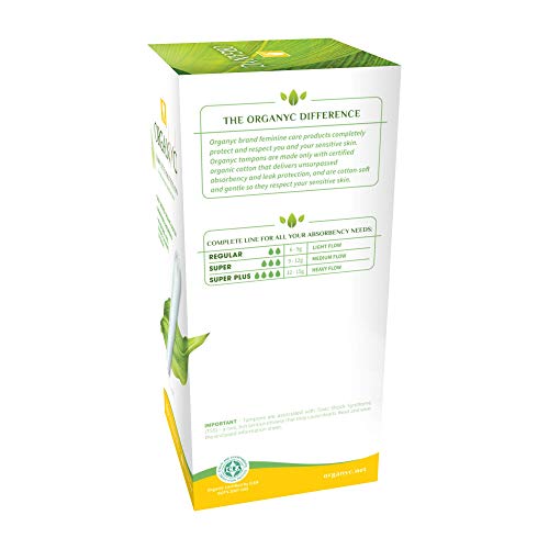 ORGANYC Hypoallergenic 100% Organic Cotton Internal Tampons with Applicator, REGULAR, 16-count Organyc