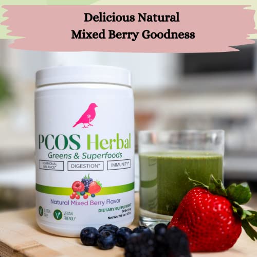PCOS Herbal Green Superfood Probiotic Powder Mix: Hormonal Balance, Energy Boost PCOS Herbal Tea
