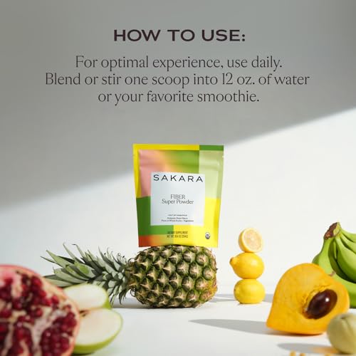 SAKARA Fiber Super Powder - Pineapple Flavor Prebiotic Fiber Powder, High Fiber SAKARA