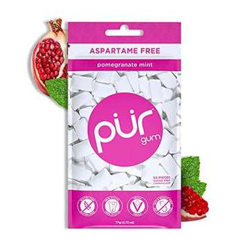 PUR Gum | Aspartame Free Chewing Gum | 100% Xylitol | Natural Pomegranate 