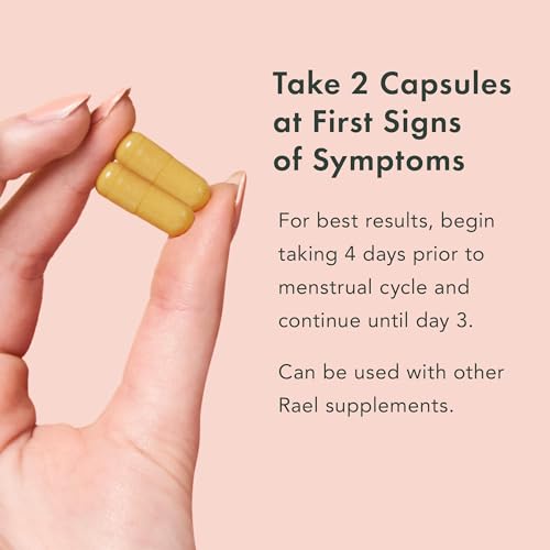 Rael Bundle - PMS Supplement for Women (28 Capsules) & Herbal Heating Patches (Large, 8 Count) Rael