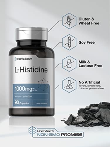 Horbaach L-Histidine 1000mg 90 Capsules | Non-GMO and Gluten Free | Pharmaceutical Horbäach