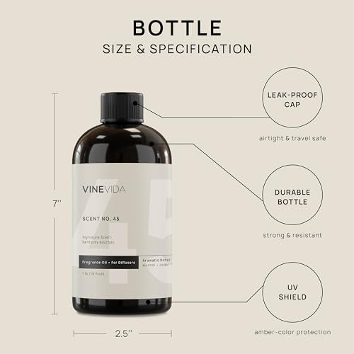 VINEVIDA [16 Fl Oz] Kentucky Bourbon Fragrance Oil for Cold Air Diffusers, Essential Oils for Diffuser Oil VINEVIDA