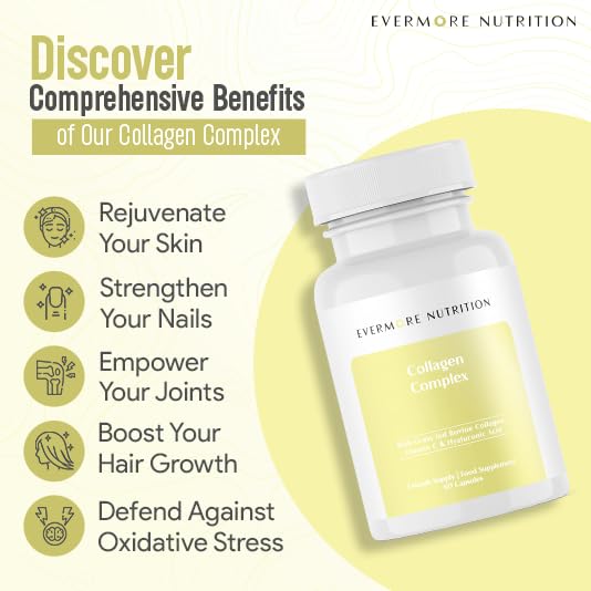EVERMORE NUTRITION Grass Fed Collagen Complex with Hyaluronic Acid, Vitamin C and Active Peptides EVERMORE NUTRITION