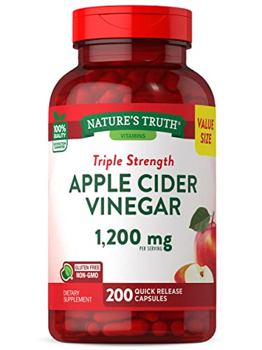 Nature's Truth Apple Cider Vinegar Capsules | 1200mg | 200 Pills | Extra Strength | Value Size