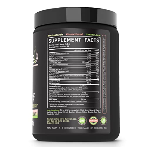 Enhanced Electrolyte Powder (Strawberry Kiwi | 90ct.) Sugar Free + BCAA, B-Vitamins Zeal Naturals