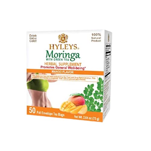 Hyleys Tea Moringa Oleifera with Mango Flavor - 50 Tea Bags (6 Pack - 300 Tea Bags total) (Miracle Tree Tea) HYLEYS