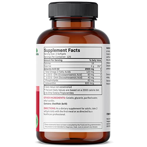 Futurebiotics Antarctic Krill Oil 2000mg with Astaxanthin, Omega-3s EPA, DHA and Phospho Futurebiotics