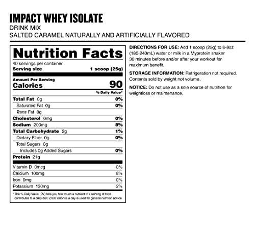 Myprotein Impact Whey Isolate Protein Powder (Caramel, 2.2 Pound (Pack of 1)) Myprotein