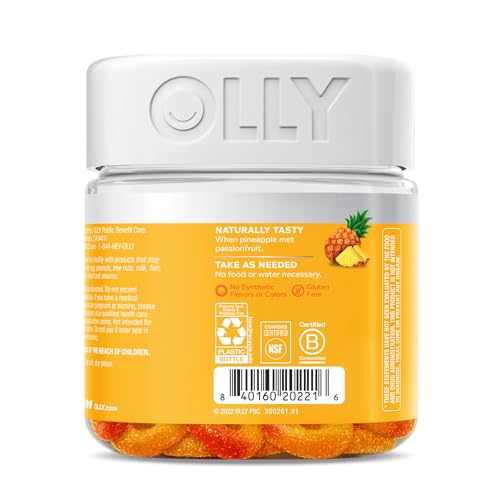 OLLY Post-Game Recover Workout Gummy Rings, Vitamin D, Turmeric, Electrolytes, Pineapple OLLY