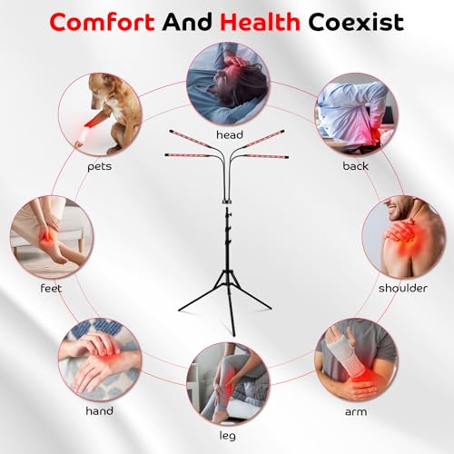 Devowellte Red Light Lamp for Face, 80 LEDs Red Light Lamp Height Free Adjustment Infrared Light Devowellte