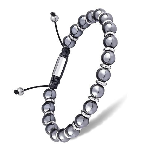 CARITATE Magnetic Hematite Bracelet for Women and Men, Healing Energy Beaded Bracelet