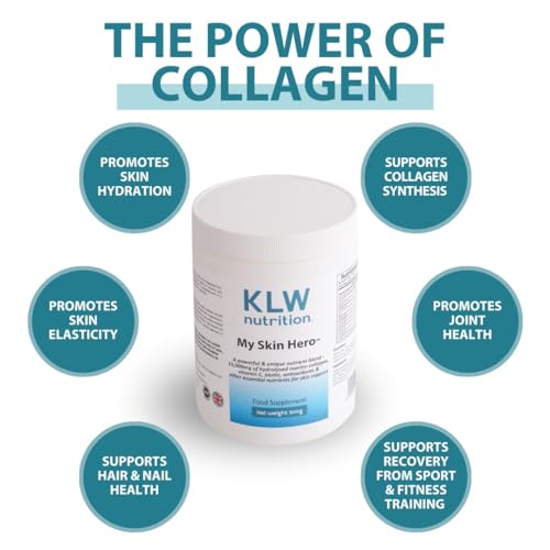 Marine Collagen Powder 10,000mg - with Vitamin C, Zinc, Biotin, Hyaluronic Acid - No fillers, sweeteners or additives KLW Nutrition