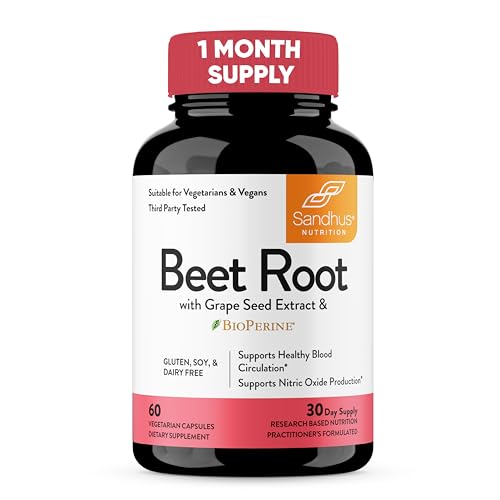 Sandhu's Beet Root Powder Capsules with Bioperine| 60 Capsules, 60 Days Supply