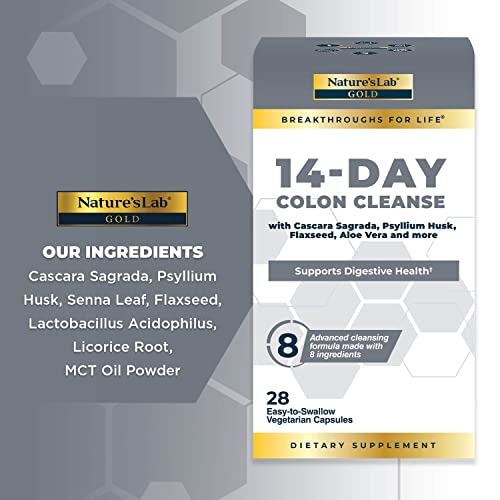 Nature's Lab Gold 14 Day Colon Cleanse* - Blend of Probiotics, Fiber, Flavonoids Nature's Lab