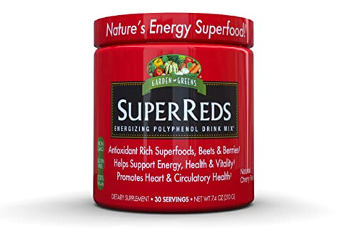 Garden Greens Super Reds Energizing Polyphenol Superfoods, Antioxidants, Powder Drink 