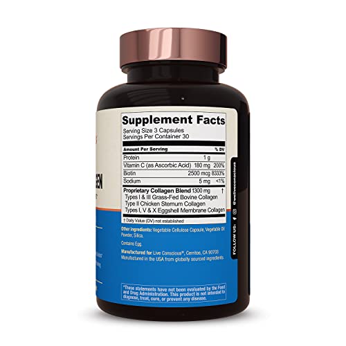 Live Conscious Beyond Collagen Multi Collagen Capsules - Types I, II, III, V & X Live Conscious