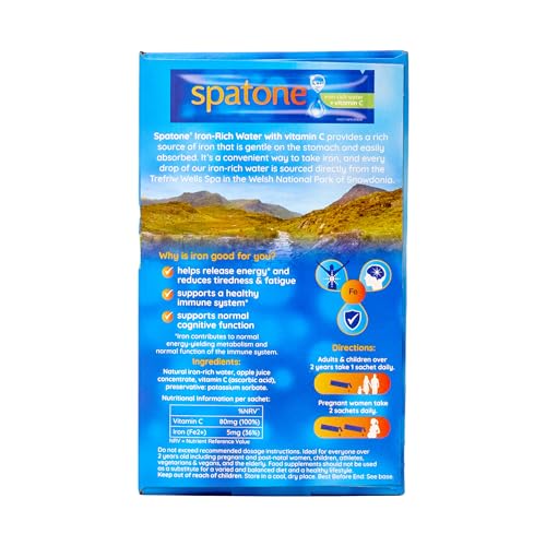 Spatone Natural Liquid Iron Supplement, Apple Flavour With Vitamin C (28 Sachets) Spatone