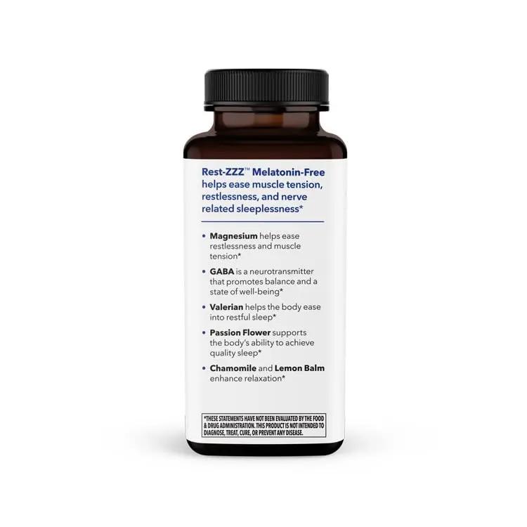 Rest-ZZZ - Powerful Sleep Support Supplement - Fall Asleep & Stay Asleep - Calms Nervous System - Naturally Ease Muscle Tension & Restlessness - Low Dose Melatonin GABA & Chamomile - 60 Capsules