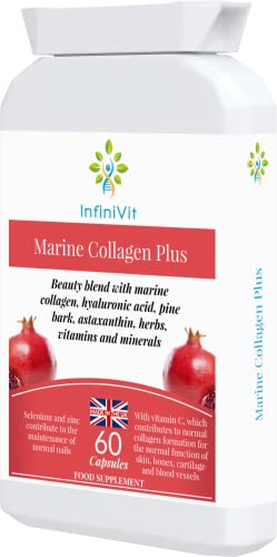 nfiniVit Marine Collagen Plus Blend Capsules - Hair Growth Enhancer with Enriched Vitamin C and Vitamin E InfiniVit