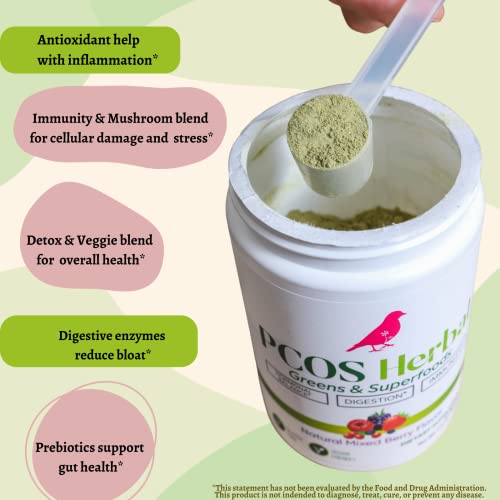 PCOS Herbal Green Superfood Probiotic Powder Mix: Hormonal Balance, Energy Boost PCOS Herbal Tea
