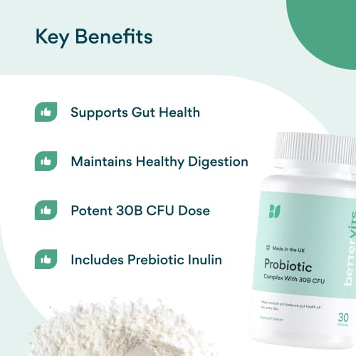 Bettervits Probiotic Complex | 30B CFU | Gut Health | Digestion | Bloating | IBS Bettervits