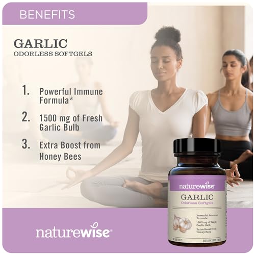 NatureWise Garlic Odorless Softgels 1500mg Support Teeth & Immune System Health NatureWise