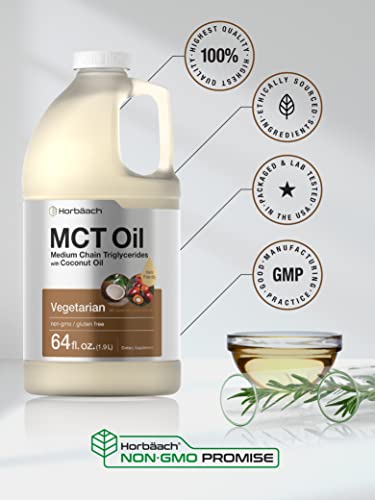MCT Oil 64 oz | 100% Pure | Blends with Coffee, Tea, Juice and Liquids | Value Size Unflavo Horbäach
