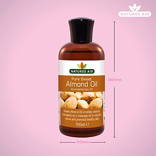 Natures Aid Almond Oil, Pure, Sweet Almond Oil, Massage Oil, Suited to Dry, Sensitive Skin natures aid