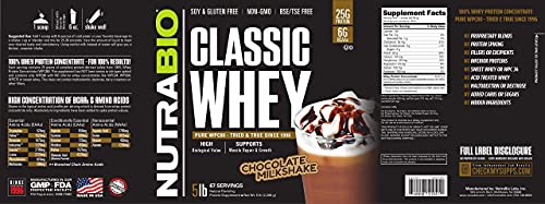 NutraBio Classic Whey Protein Powder- Full-Spectrum Amino Acid Profile - No Fillers NutraBio