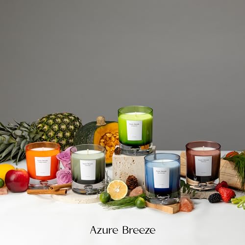Pumpkin Scented Candles for Home - 12 oz, 70 Hours Burning - Natural Essential Oils & Soy Wax Azure Breeze