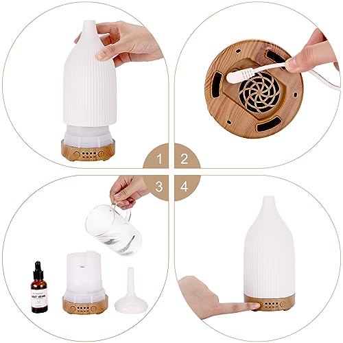 Coolego Ceramic Diffuser, 100ml Essential Oil Diffuser Ultrasonic Cool Mist Aromatherapy Diffuser Coolego