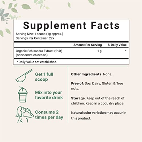 Organic Schisandra Extract Powder, 8 Ounce, Traditional Adaptogen and Filler Micro Ingredients