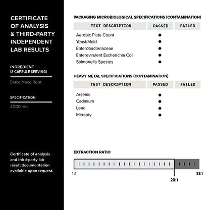 40,000mg Pure Black Maca Root Extract - Ultra Concentrated 20:1 Single Origin Wildcrafted