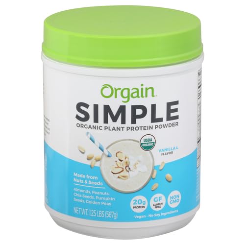 Orgain Organic Simple Vegan Protein Powder, Vanilla - 20g Plant Based Protein Orgain
