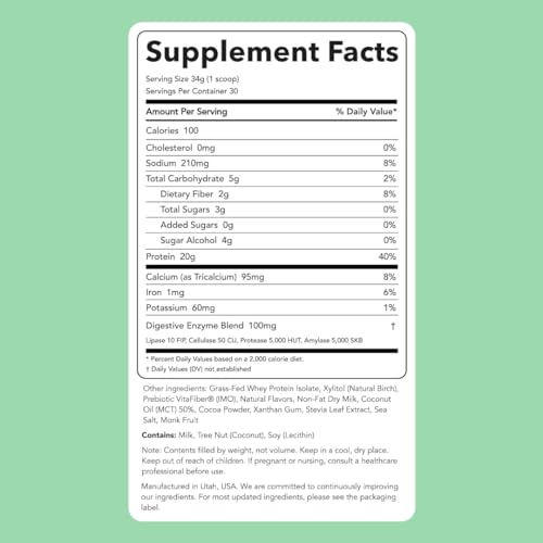 Clean Simple Eats Mint Chocolate Cookie Whey Protein Powder, Natural Sweetened Clean Simple Eats