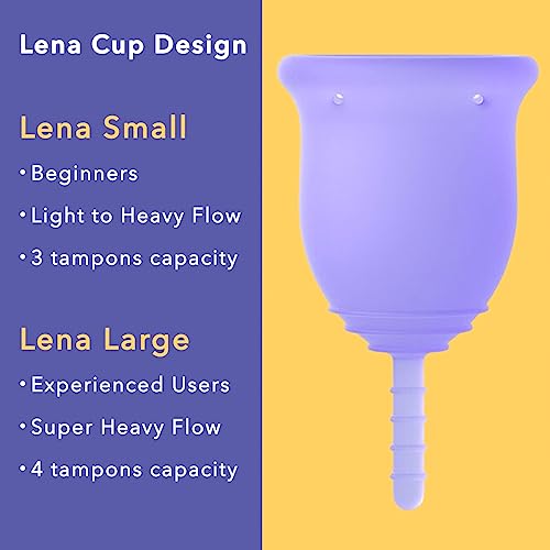 Lena Menstrual Cup | 12hr Reusable Period Silicone Soft Cup | Tampon and Pad Alternative Lena