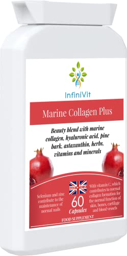 nfiniVit Marine Collagen Plus Blend Capsules - Hair Growth Enhancer with Enriched Vitamin C and Vitamin E InfiniVit