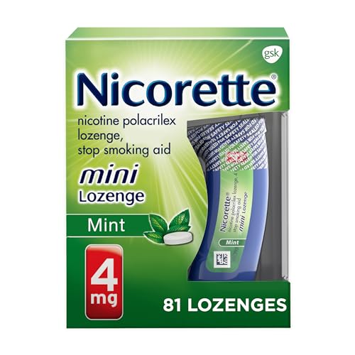 Nicorette 4 mg Mini Nicotine Lozenges to Quit Smoking - Mint Flavored Stop Nicorette