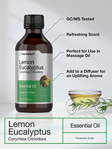 Lemon Eucalyptus Essential Oil | 2 oz | for Massage, Bath, Diffuser, DIY Projects & More Horbäach