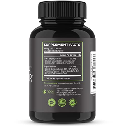 Green Tea Weight Loss Pills with Green Coffee Bean Extract | Belly Fat Burner, Metabolism Nobi Nutrition